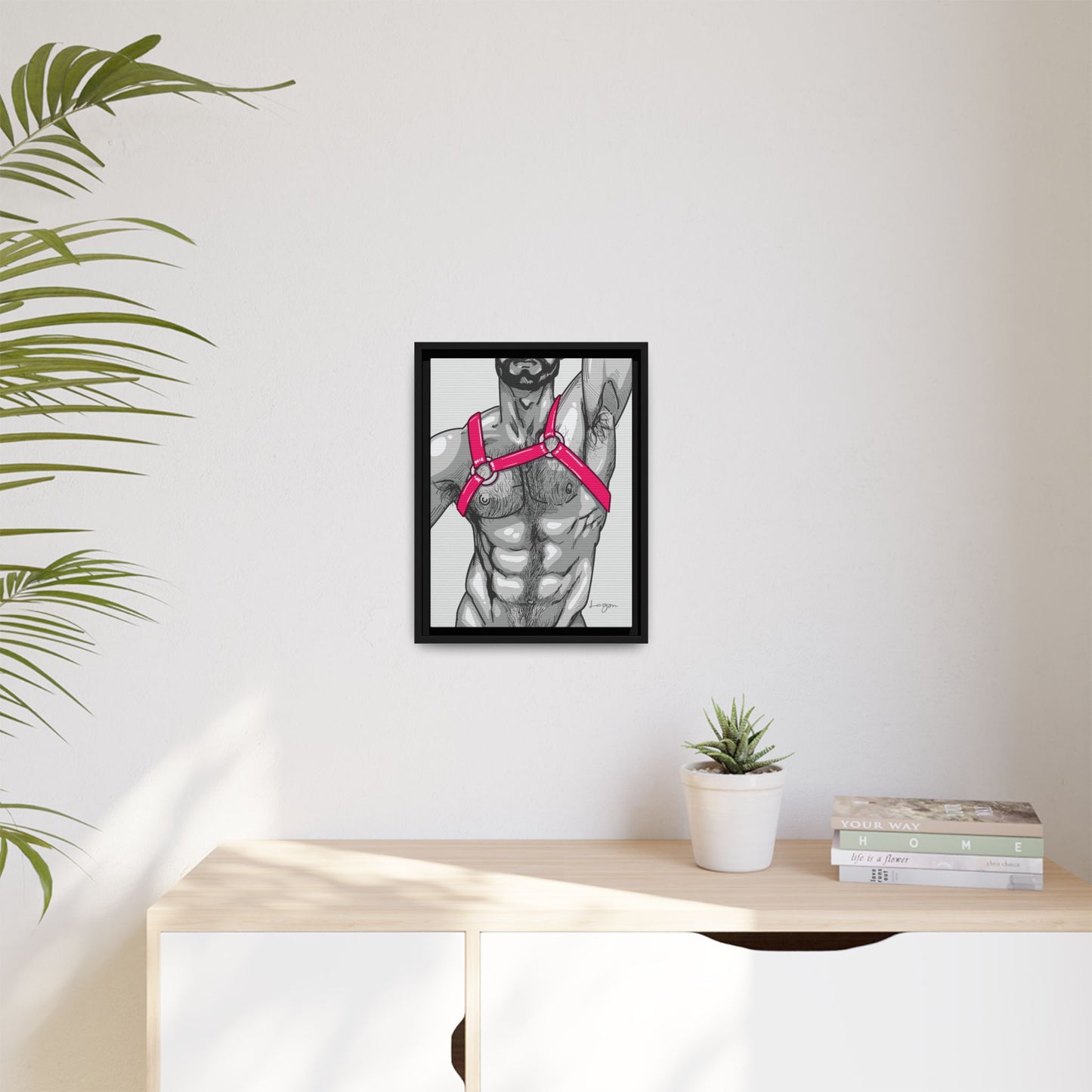 "Harness I - Fuchsia" Canvas Art Print , Framed
