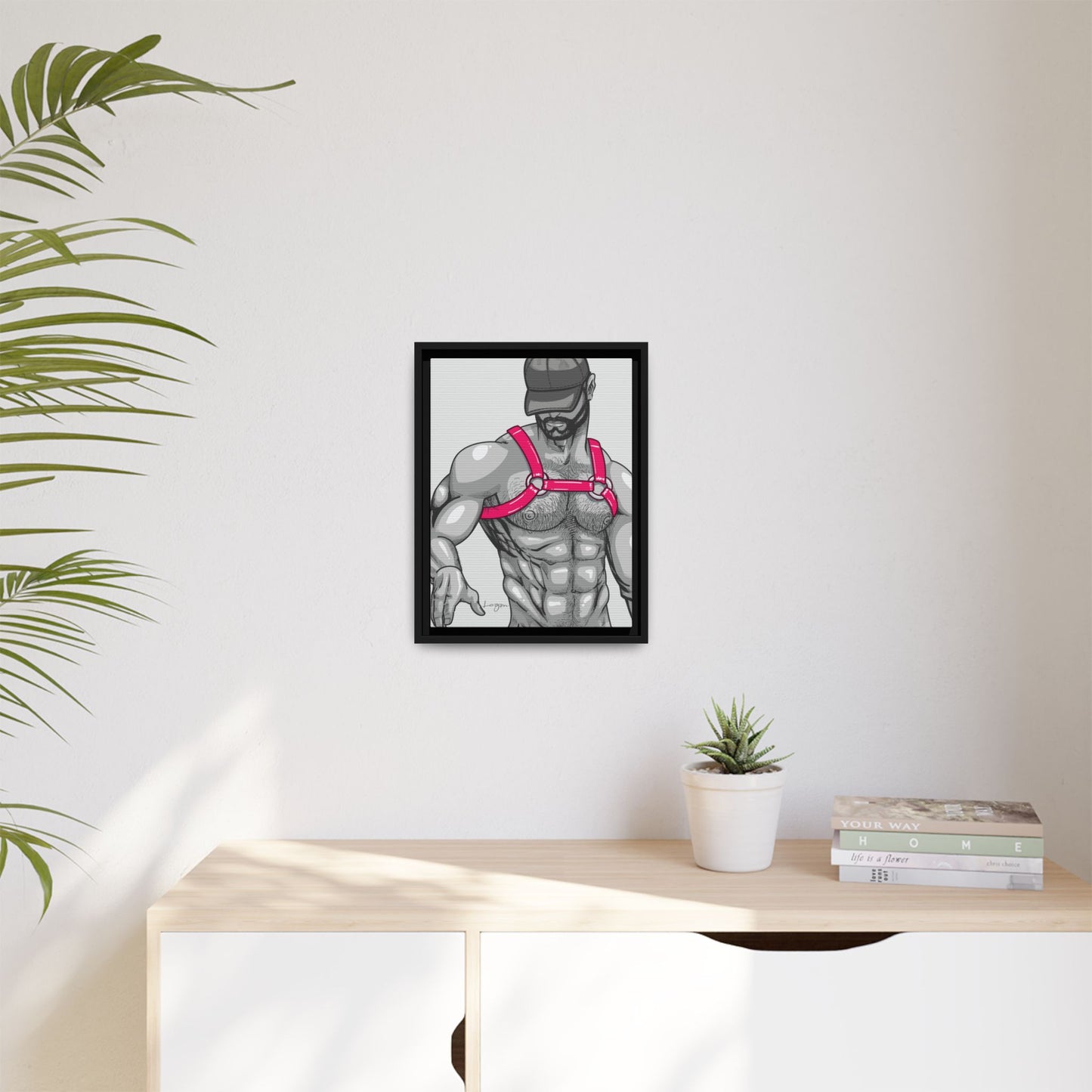 "Harness III - Fuchsia" Canvas Art Print , Framed