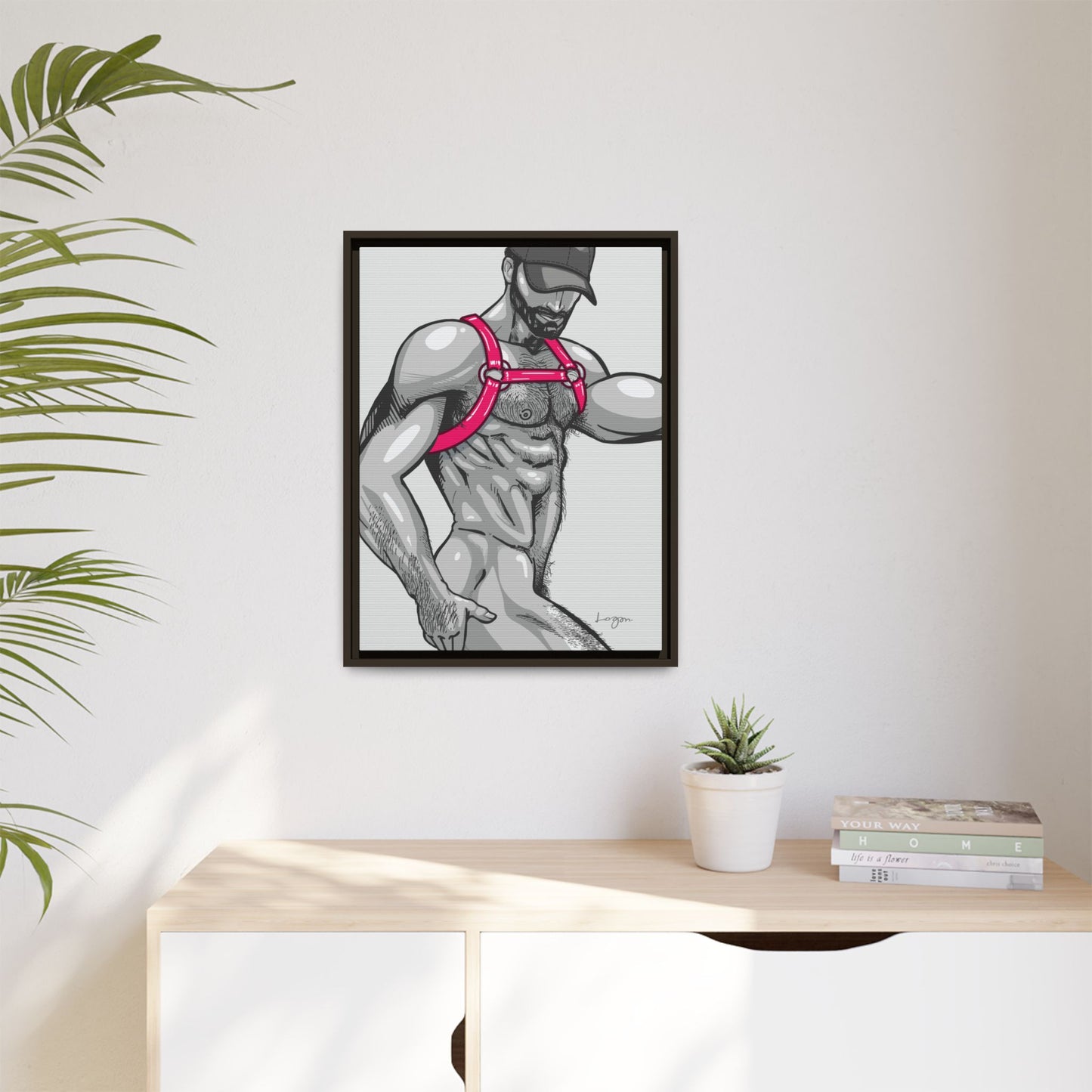 "Harness II - Fuchsia" Canvas Art Print, Framed