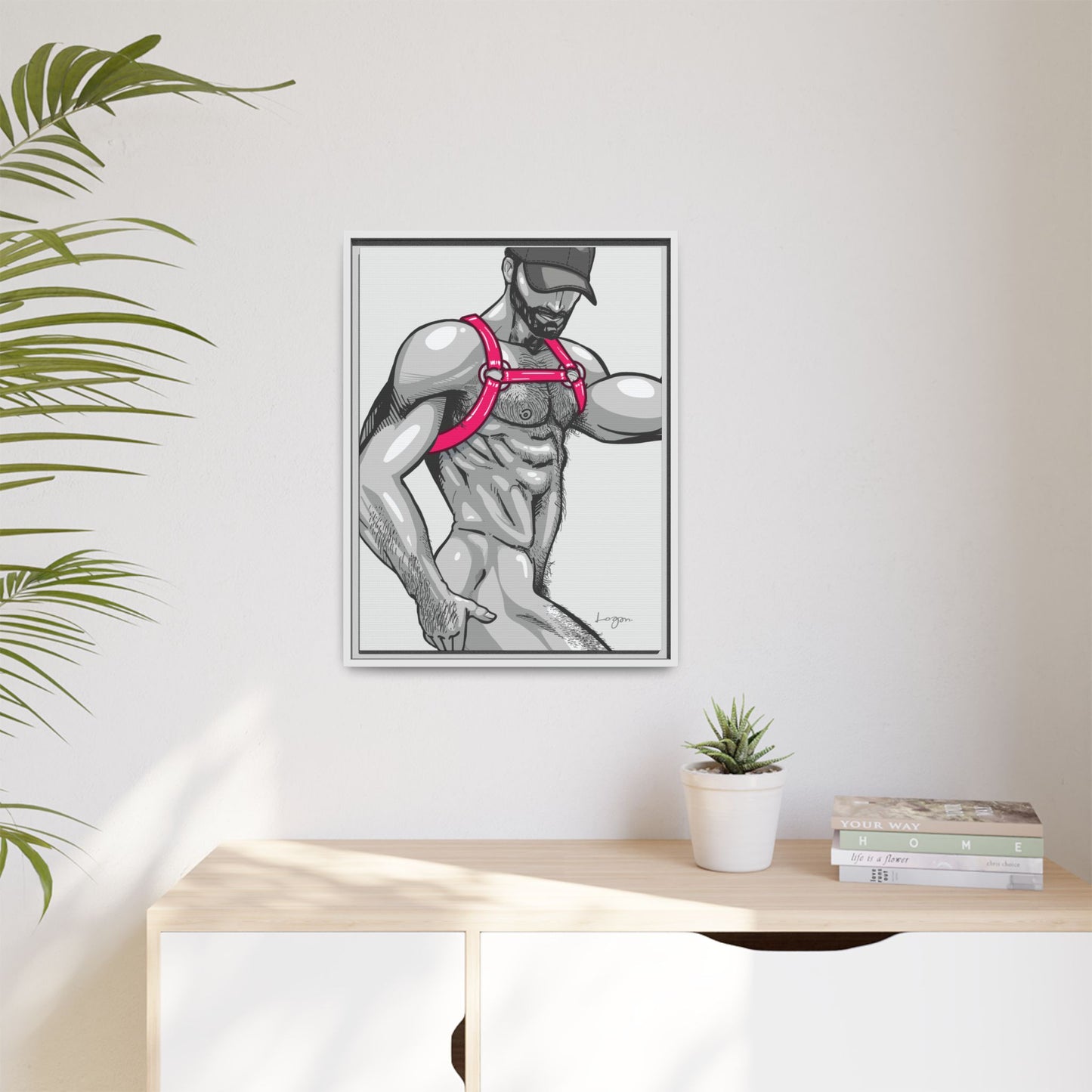 "Harness II - Fuchsia" Canvas Art Print, Framed