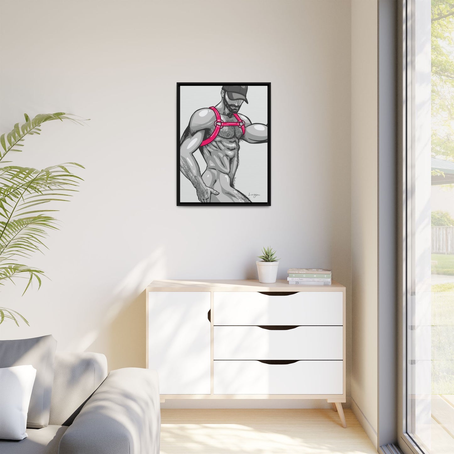 "Harness II - Fuchsia" Canvas Art Print, Framed