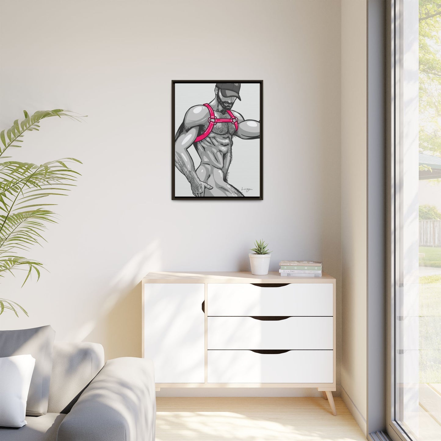 "Harness II - Fuchsia" Canvas Art Print, Framed