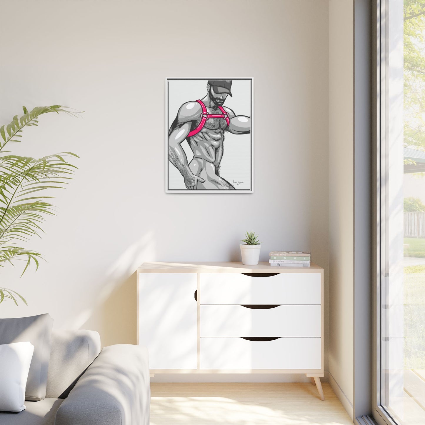"Harness II - Fuchsia" Canvas Art Print, Framed