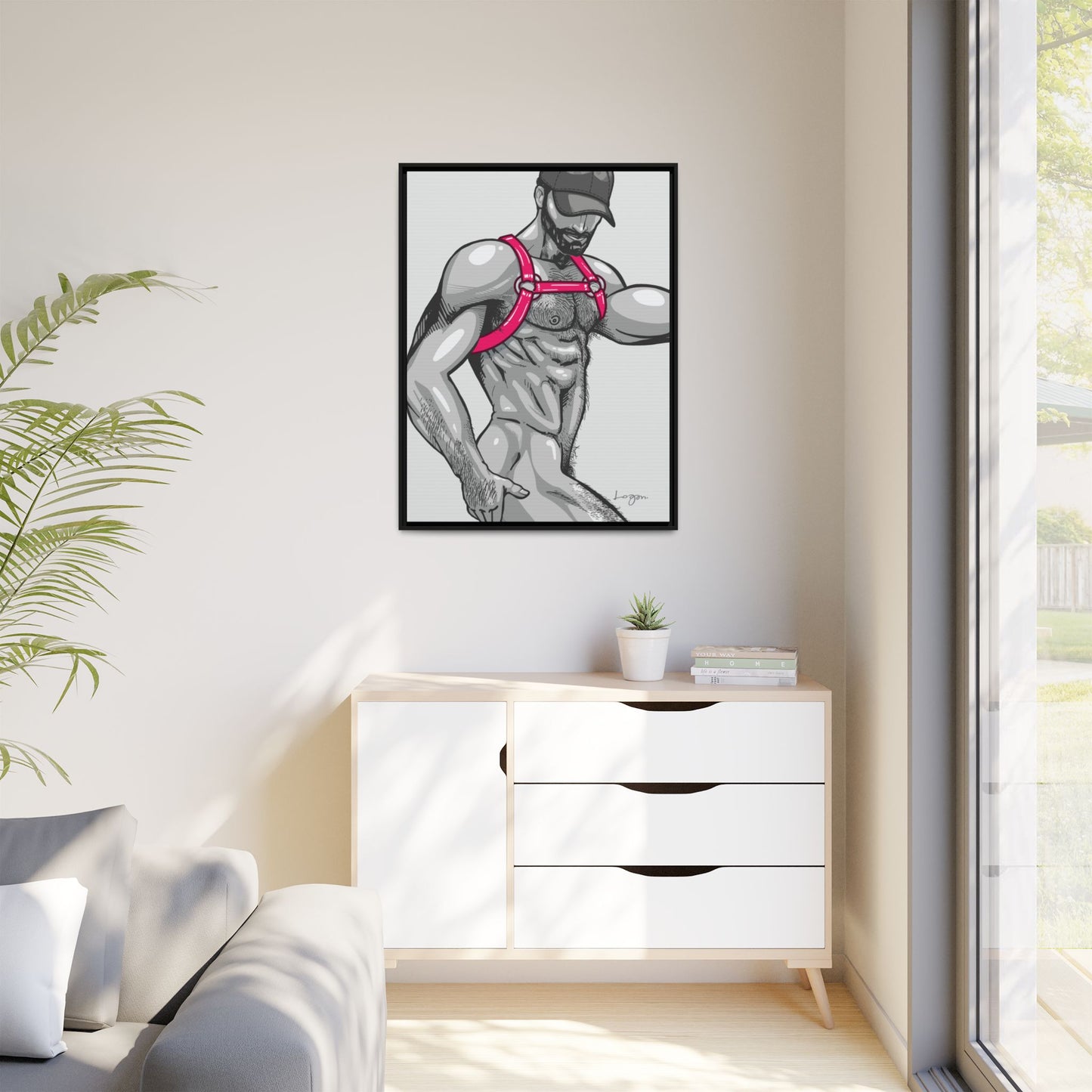 "Harness II - Fuchsia" Canvas Art Print, Framed