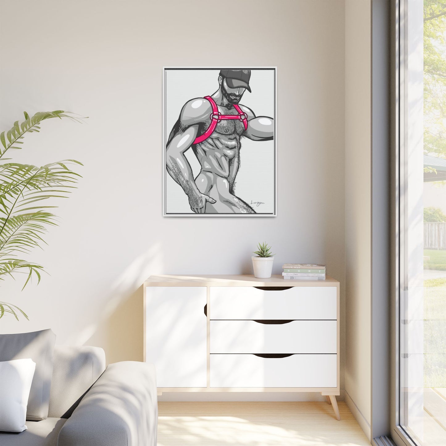 "Harness II - Fuchsia" Canvas Art Print, Framed