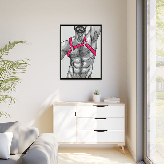 "Harness I - Fuchsia" Canvas Art Print , Framed