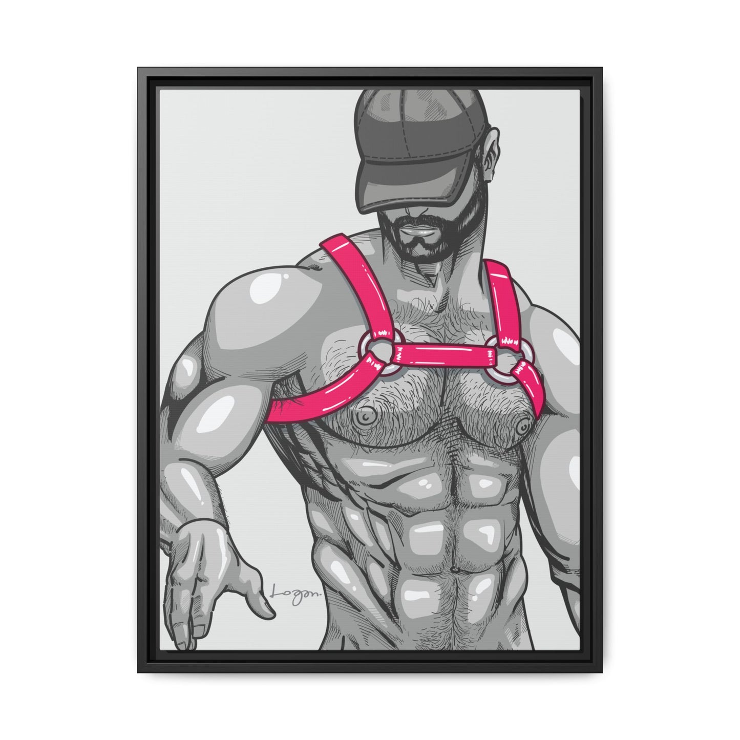 "Harness III - Fuchsia" Canvas Art Print , Framed