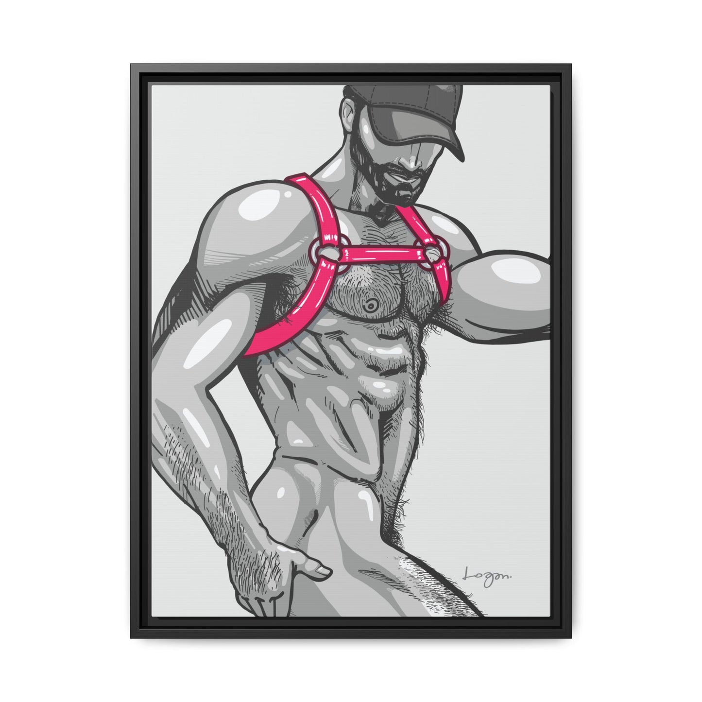 "Harness II - Fuchsia" Canvas Art Print, Framed