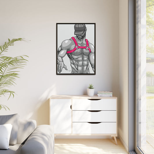 "Harness III - Fuchsia" Canvas Art Print , Framed